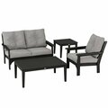 Polywood Vineyard Black / Grey Mist 4-Piece Deep Seating Patio Set with Small Tables 633PWS3B5980